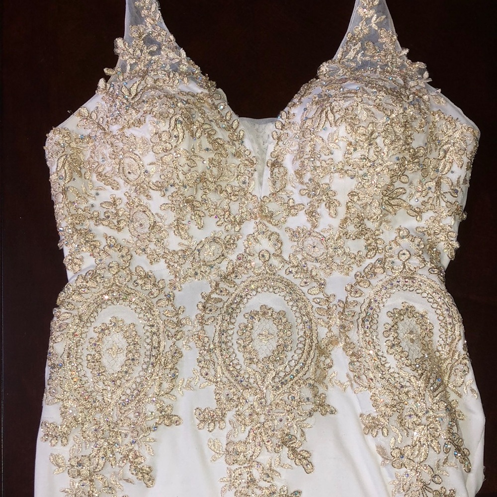 Formal dress, white and gold